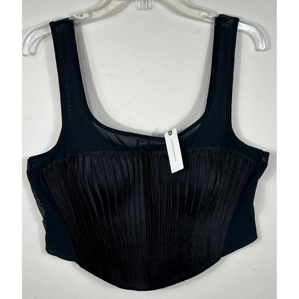 Anthropologie Geisha Designs Corset Top Women XL Black Mesh Soutache Bodice Goth